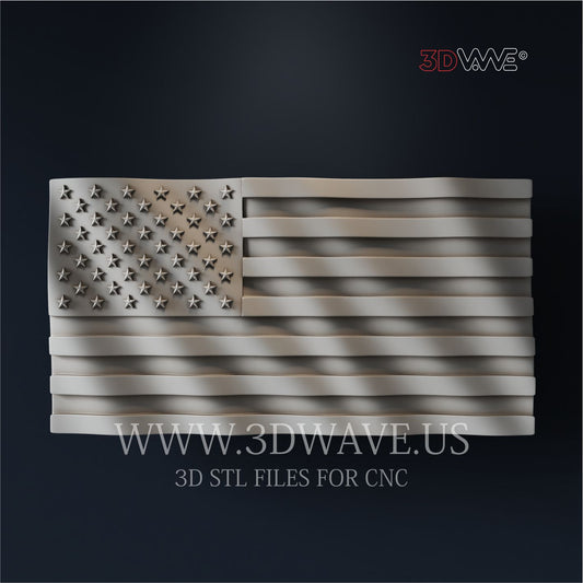 AMERICAN WAVING FLAG 3D STL