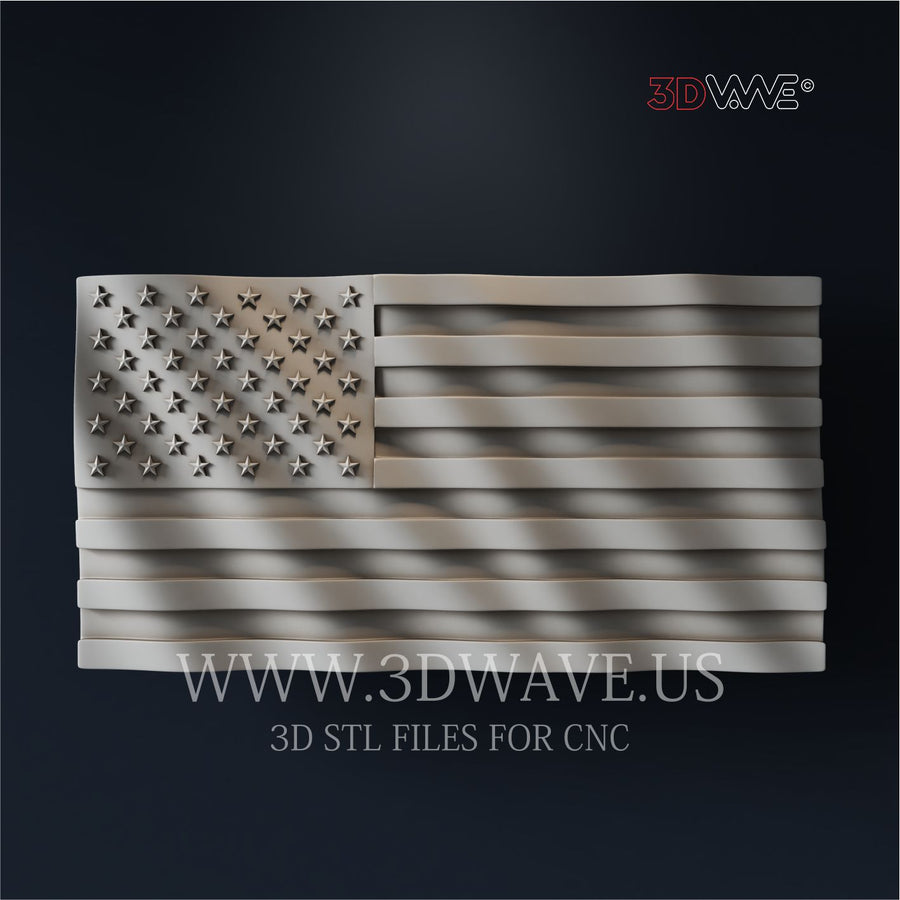 AMERICAN WAVY FLAG 3d stl file for CNC