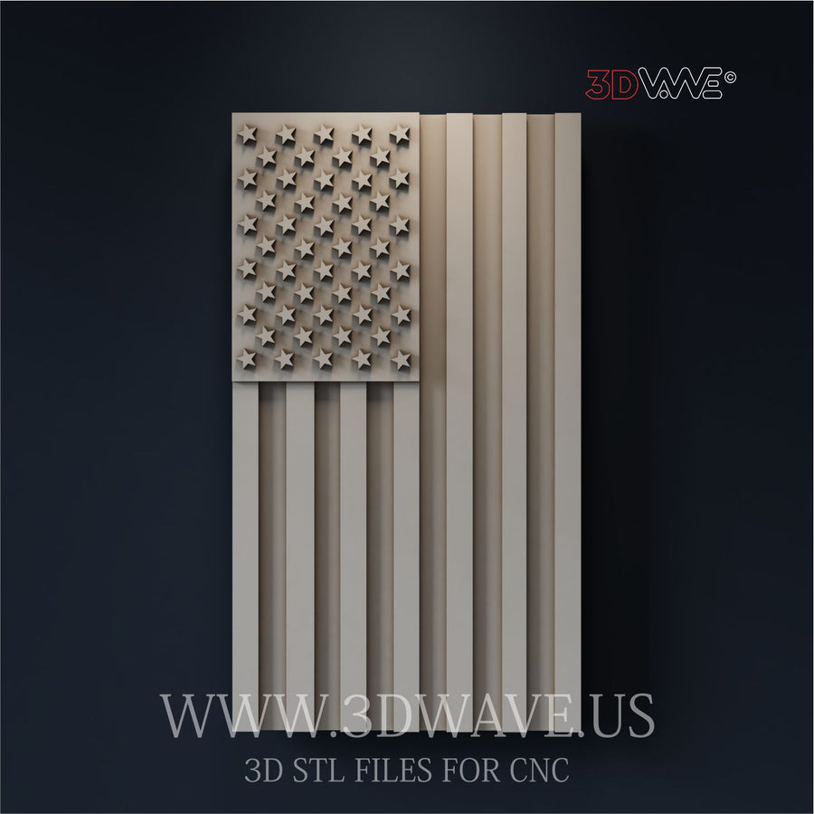 AMERICAN FLAG 3d stl file for CNC