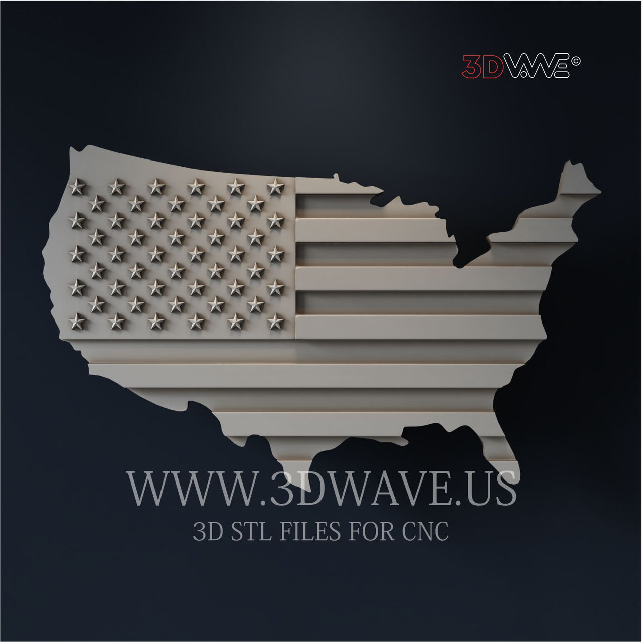 AMERICAN FLAG 3d stl file for CNC