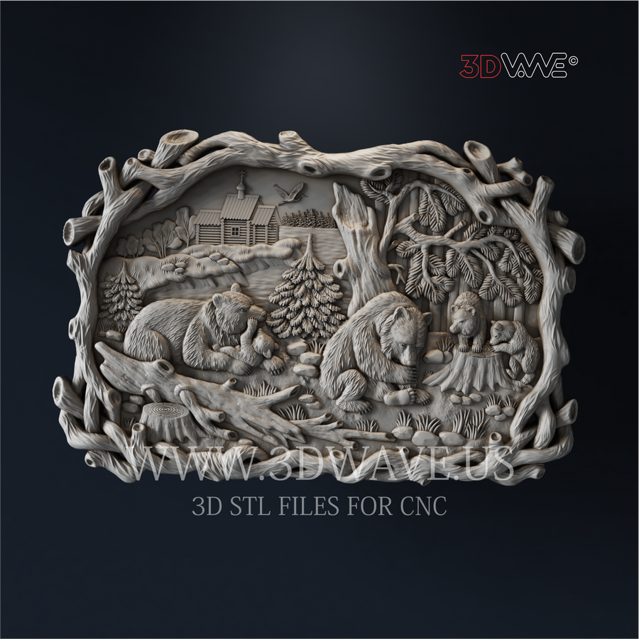 BEARS 3d stl file for CNC