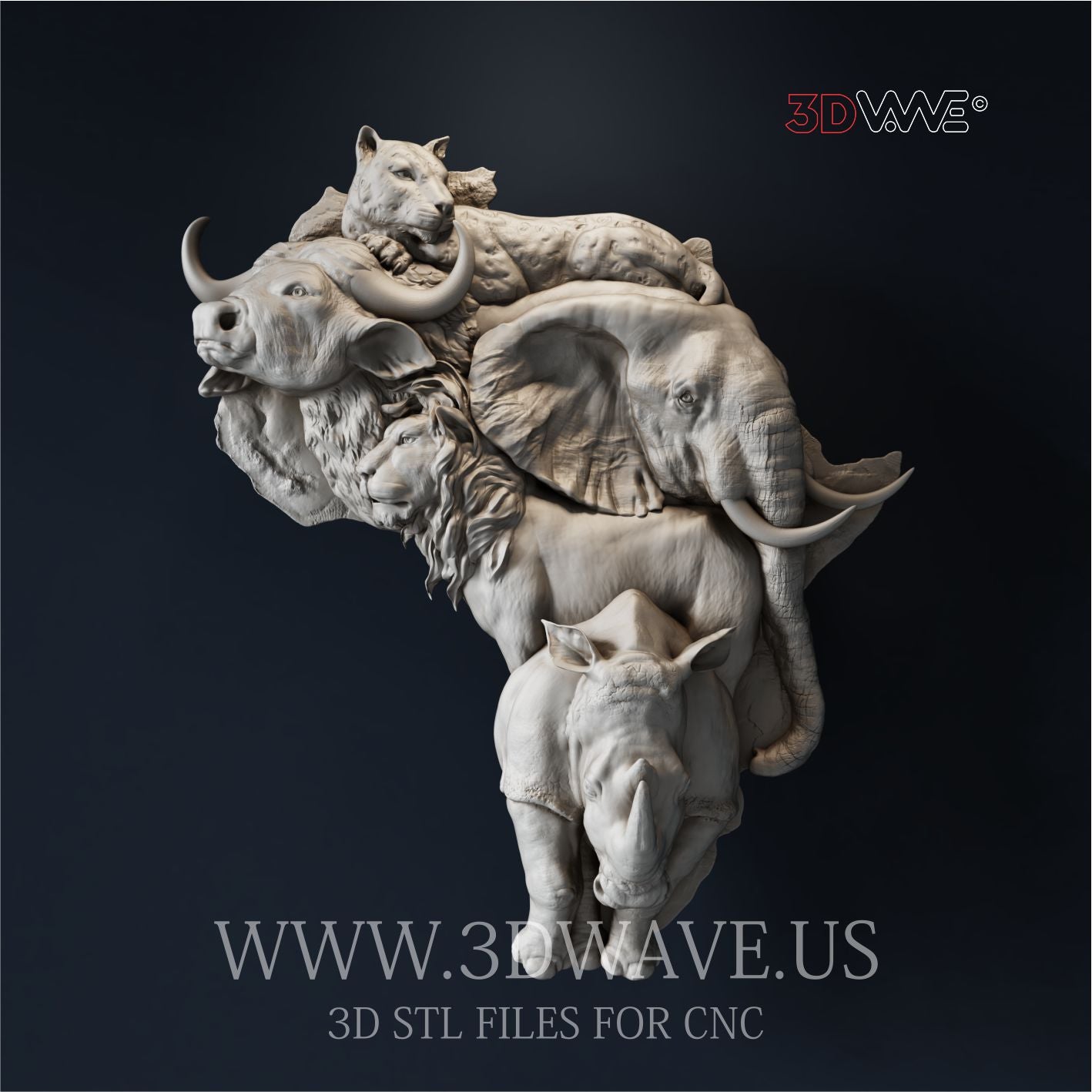 BIG FIVE AFRICA 3D STL