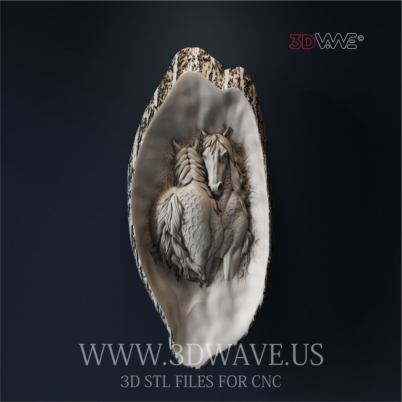 HORSES 3d stl file for CNC