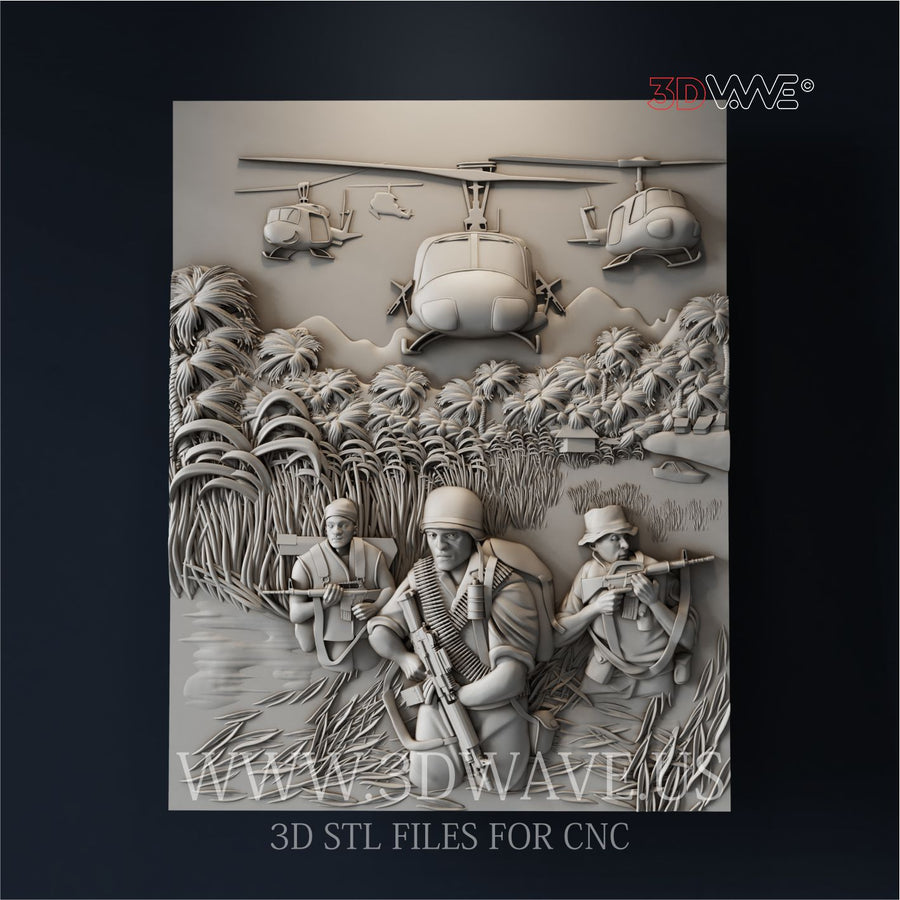 USA ARMY VIETNAM VETERAN 3d stl file for CNC