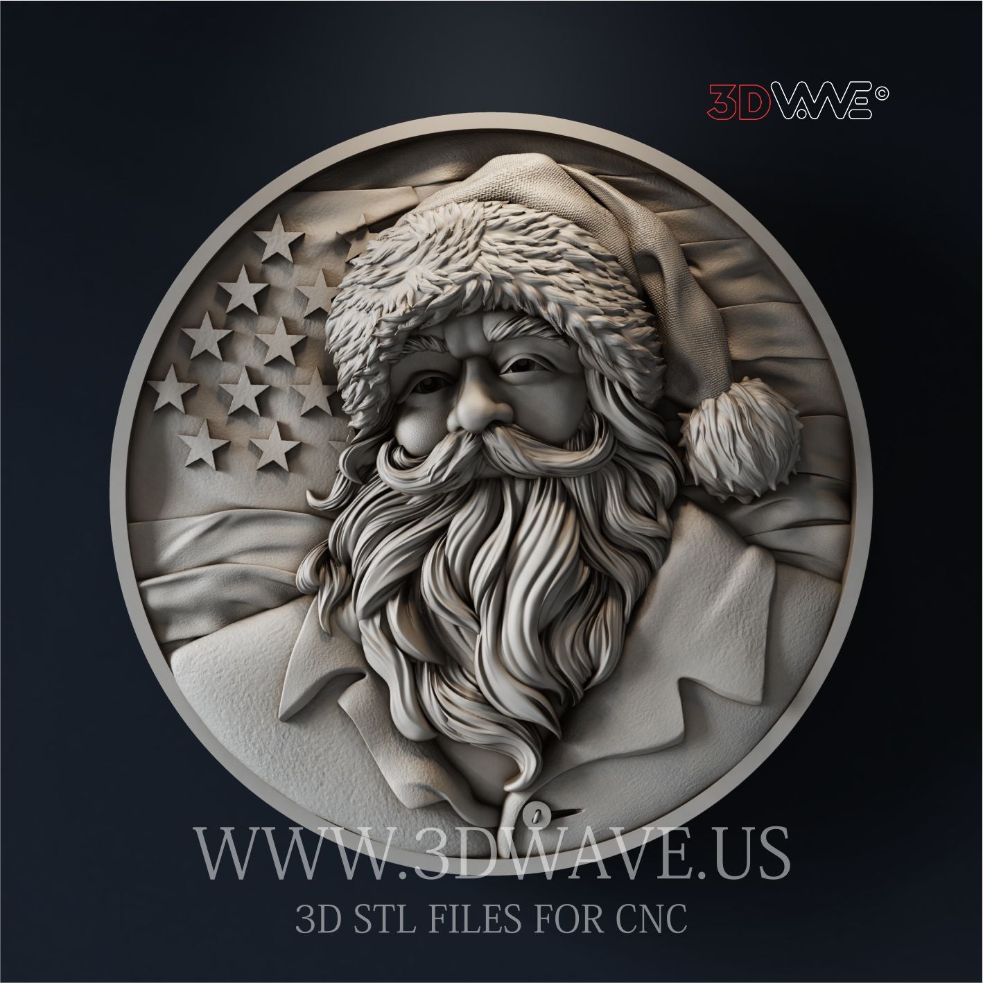 Santa Stl File AMERICAN SANTA CLAUS 3d stl file for CNC - - 3DWave.us