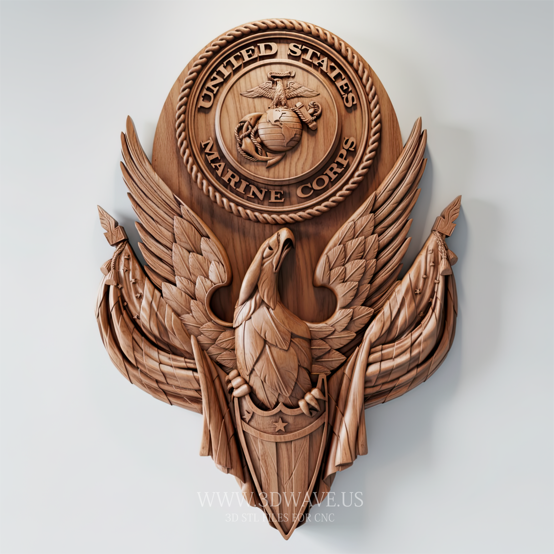 US Marine Corps Emblem - 3D Model for CNC | Eagle Globe Anchor STL - 3DWave.us