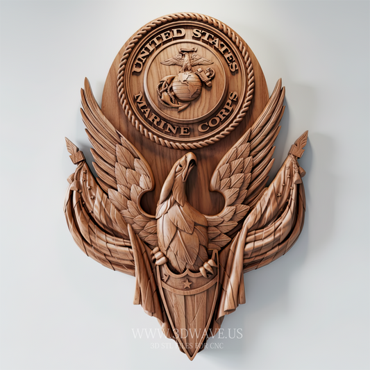 US Marine Corps Emblem - 3D Model for CNC | Eagle Globe Anchor STL - 3DWave.us