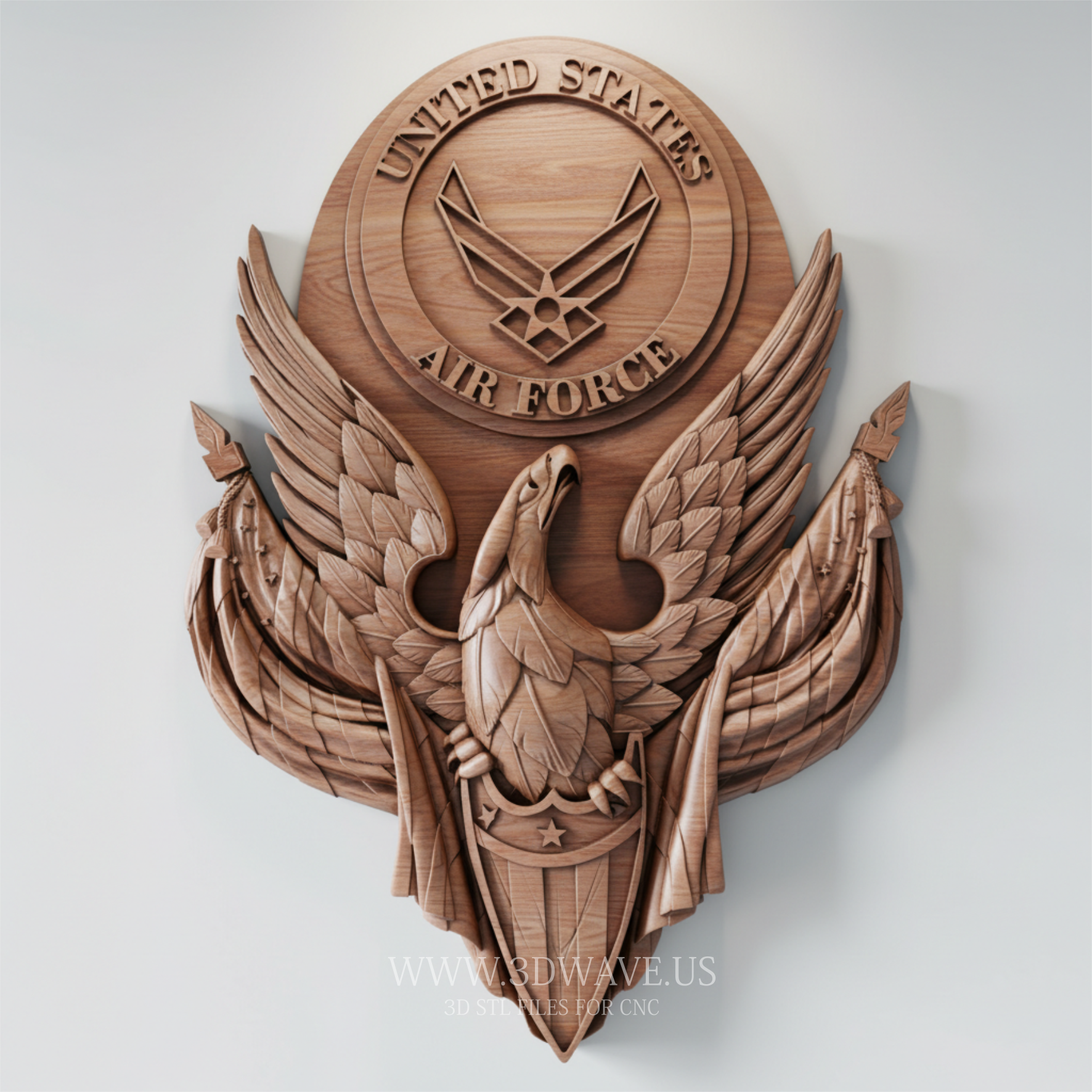 U.S. Air Force Eagle - 3D Relief Model for CNC - 3DWave.us