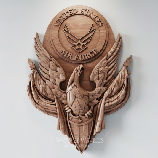 U.S. Air Force Eagle - 3D Relief Model for CNC - 3DWave.us
