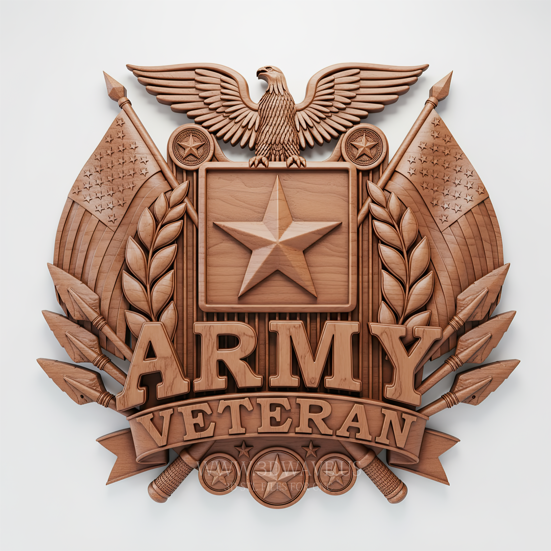 Army Veteran Eagle Crest | CNC Router Files STL for Wood Carving - 3DWave.us