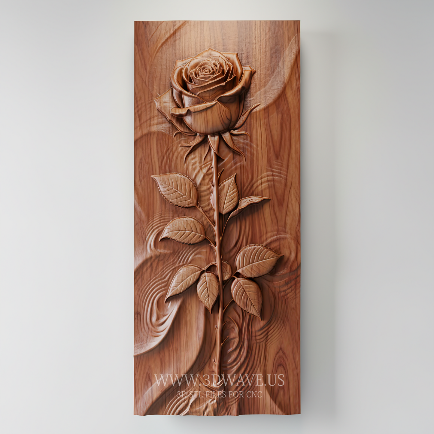 Rose STL File CNC | Rose Wall Decor Panel - 3DWave.us