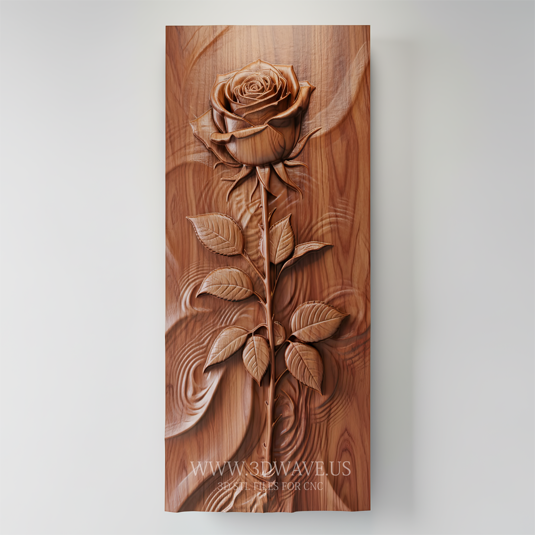 Rose STL File CNC | Rose Wall Decor Panel - 3DWave.us
