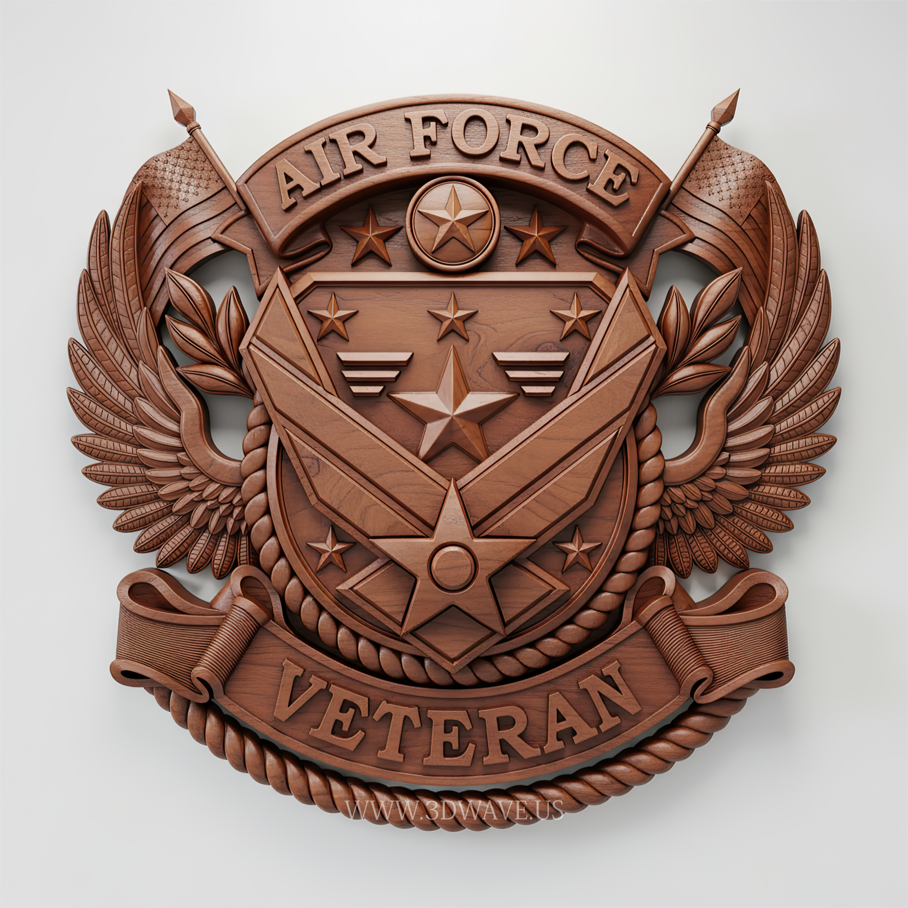 Air Force Veteran STL | Military Plaque CNC Relief | Patriotic Wall Art & Wood Carving Design - 3DWave.us