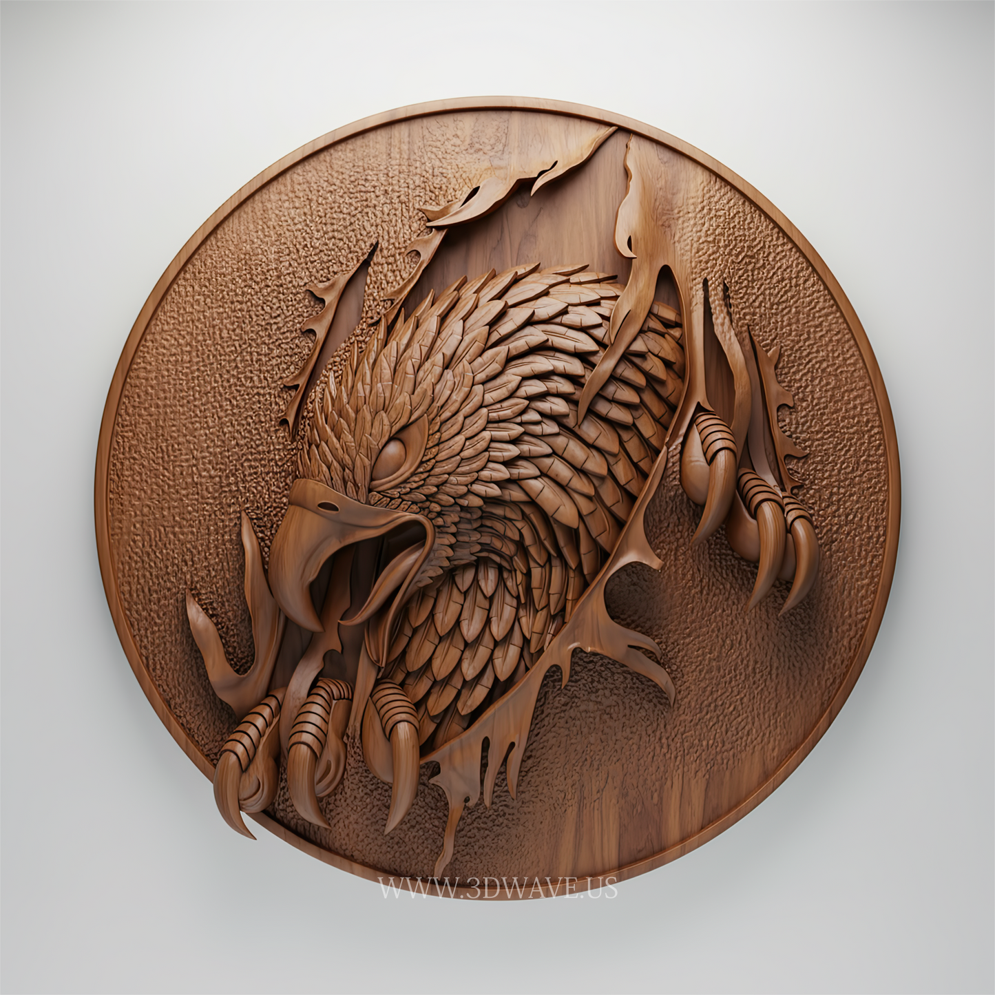 Eagle STL File | CNC Eagle Relief | 3D Round Wall Art Wood Carving Design