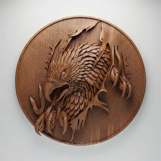 Eagle STL File | CNC Eagle Relief | 3D Round Wall Art Wood Carving Design