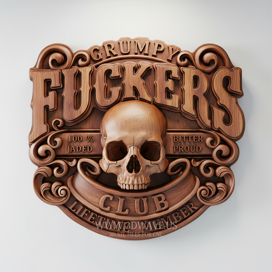 Skull STL File | 3D Grumpy Skull Wall Decor | 3dwave.us - 3DWave.us