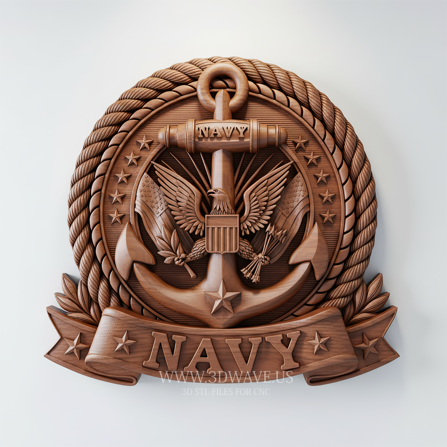US Navy STL File CNC Relief | Military Wall Decor 3D Model | 3dwave.us - 3DWave.us