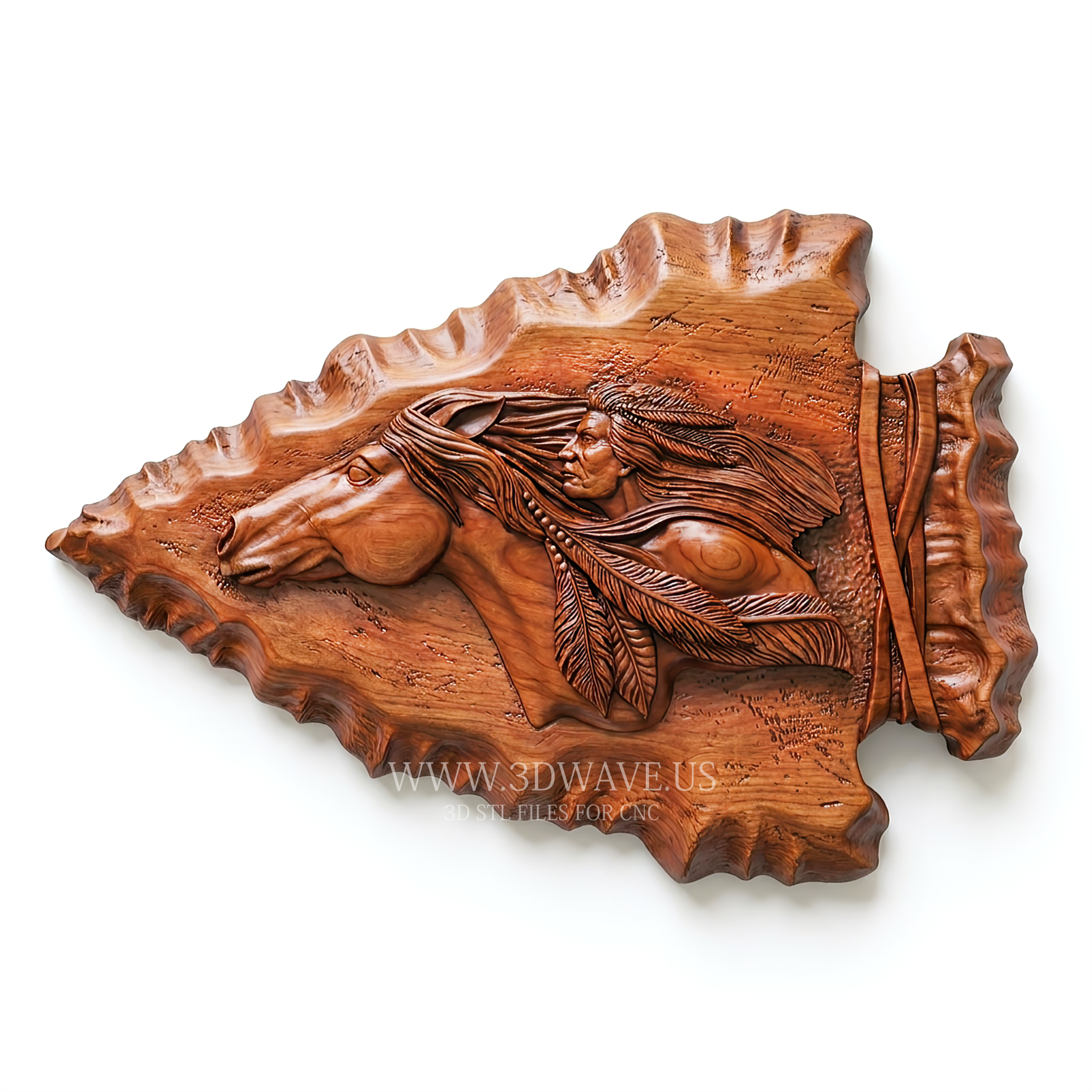 CNC Router File | STL for CNC, Horse Head Relief Model | Native American STL - 3DWave.us