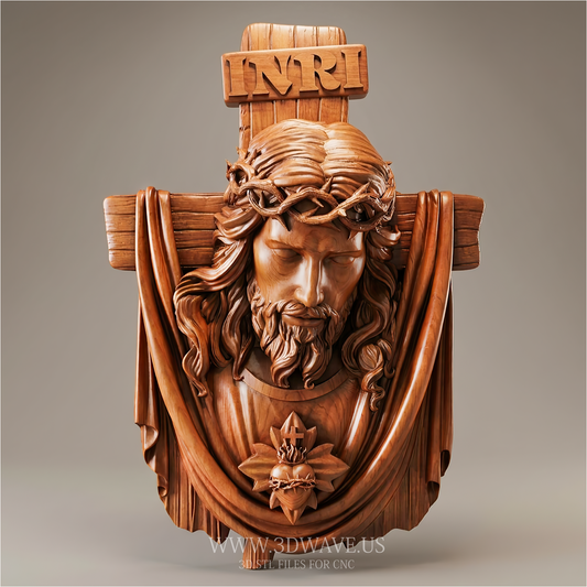 Wood Carving STL | Jesus CNC Model, Christian Relief Router File