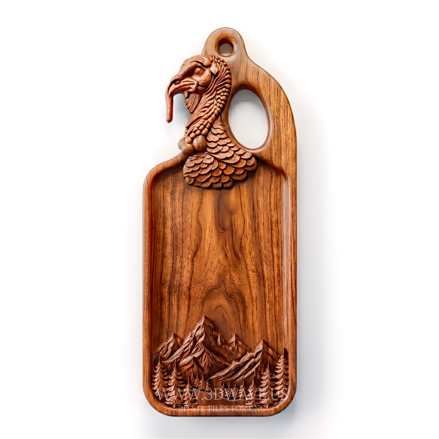 Turkey STL File | Rustic CNC Serving Tray | Wood Carving Router Model