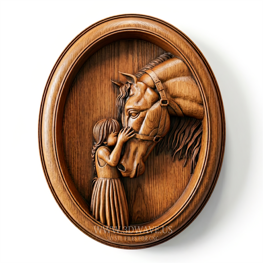 Horse Relief Carving STL | CNC Wooden Sign File | Horse Wall Plaque Model