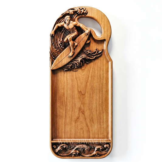 Surf Charcuterie Board STL | Coastal Serving Tray CNC | Surfboard Tray File
