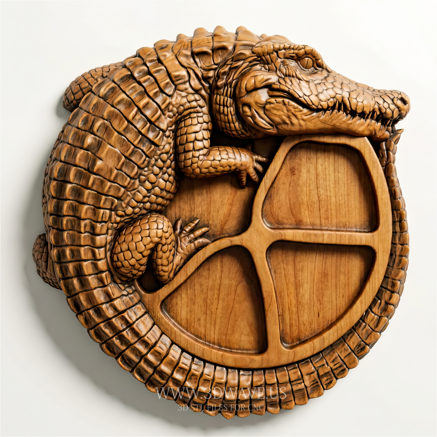 Alligator Serving Tray STL | Crocodile Charcuterie Board CNC File | Snack Tray