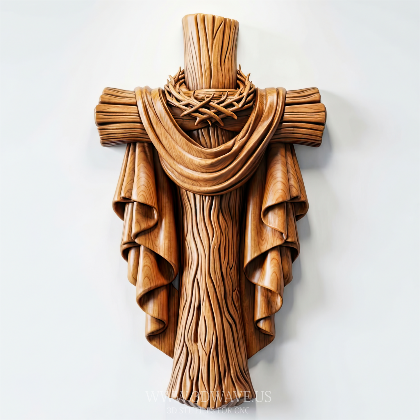 Jesus Cross STL File | Christian CNC Relief Model | Wood Carving Download