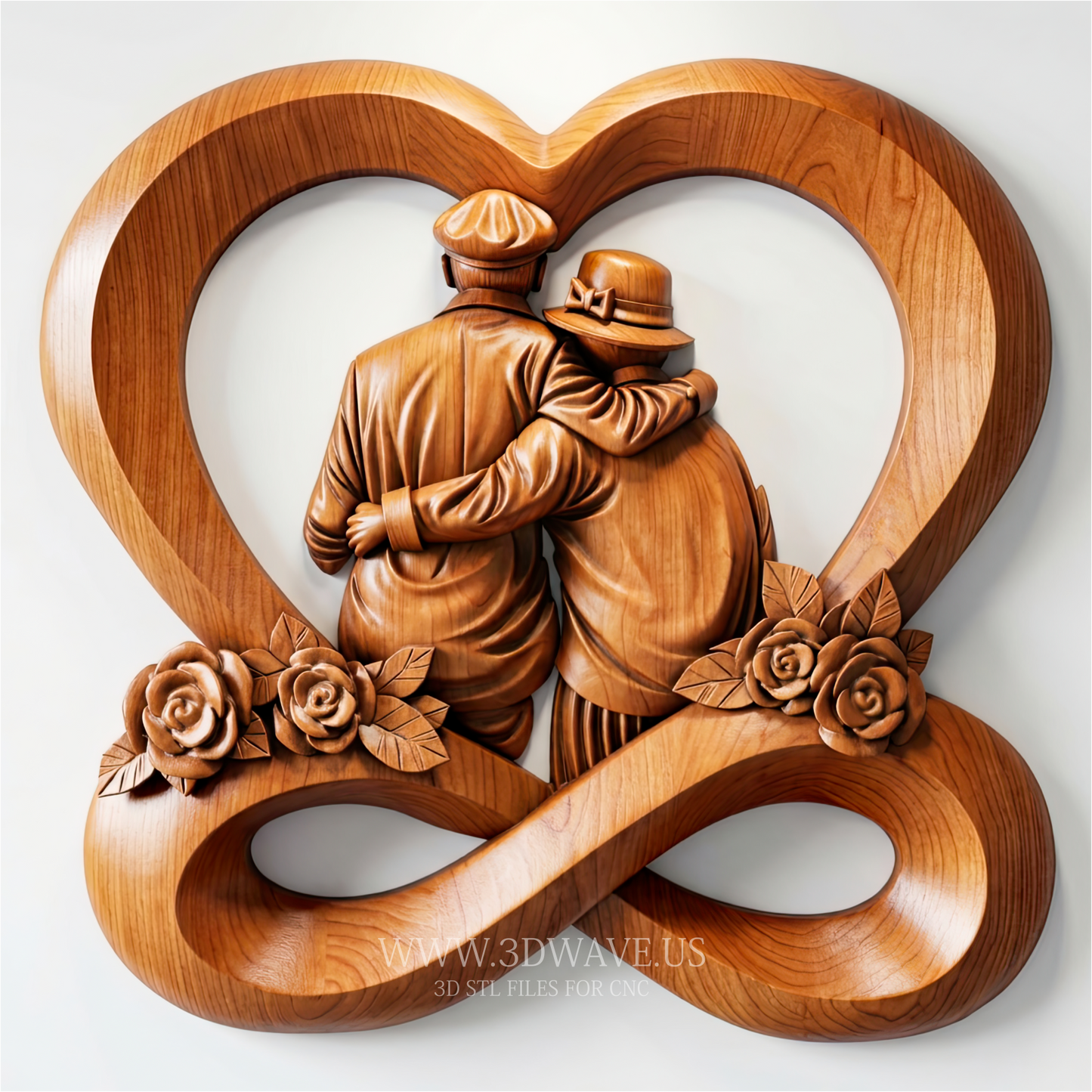 Elderly Couple STL File | Forever Love Relief CNC Model | Anniversary Carving Download