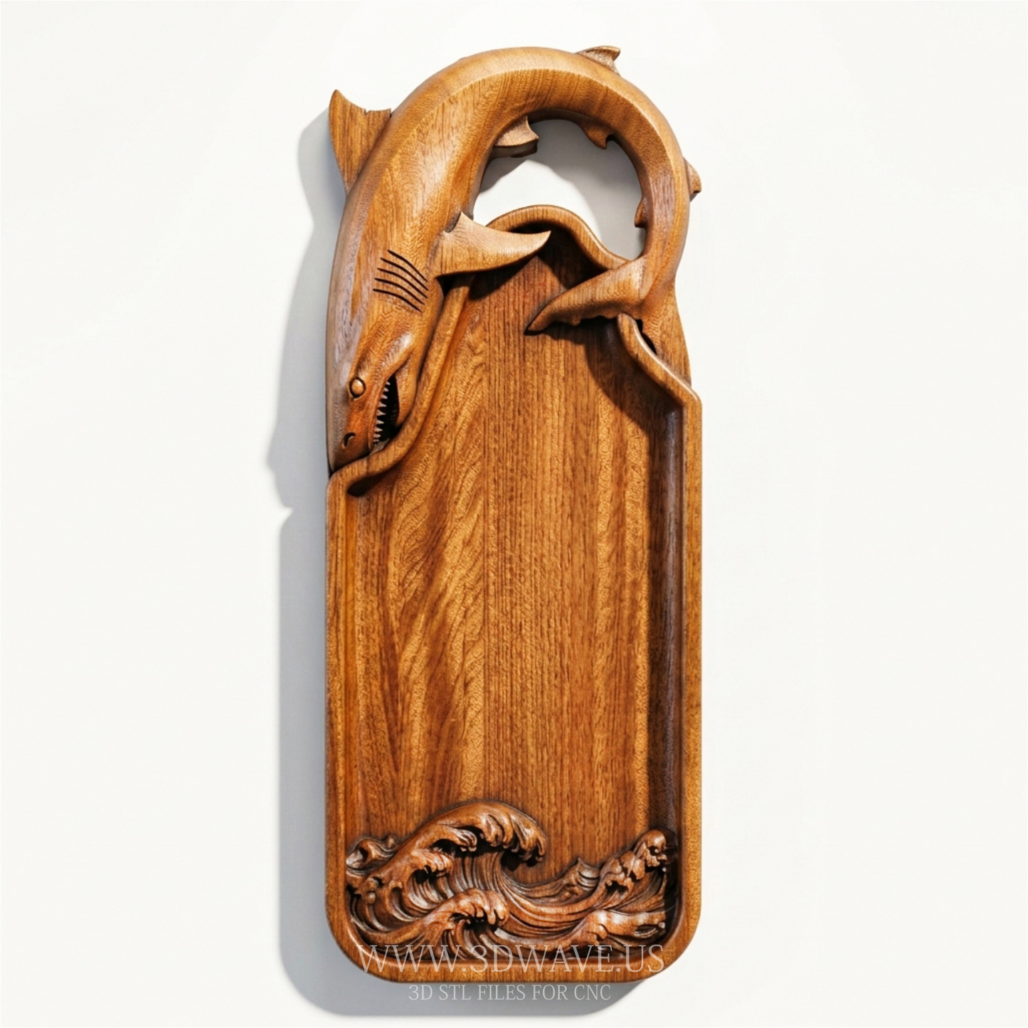 Shark Serving Tray STL | CNC Router File | Ocean Wood Carving Model