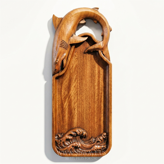 Shark Serving Tray STL | CNC Router File | Ocean Wood Carving Model