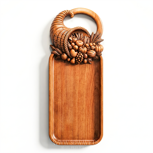 Charcuterie Board STL | Cornucopia Serving Tray CNC Model | Wood Carving File
