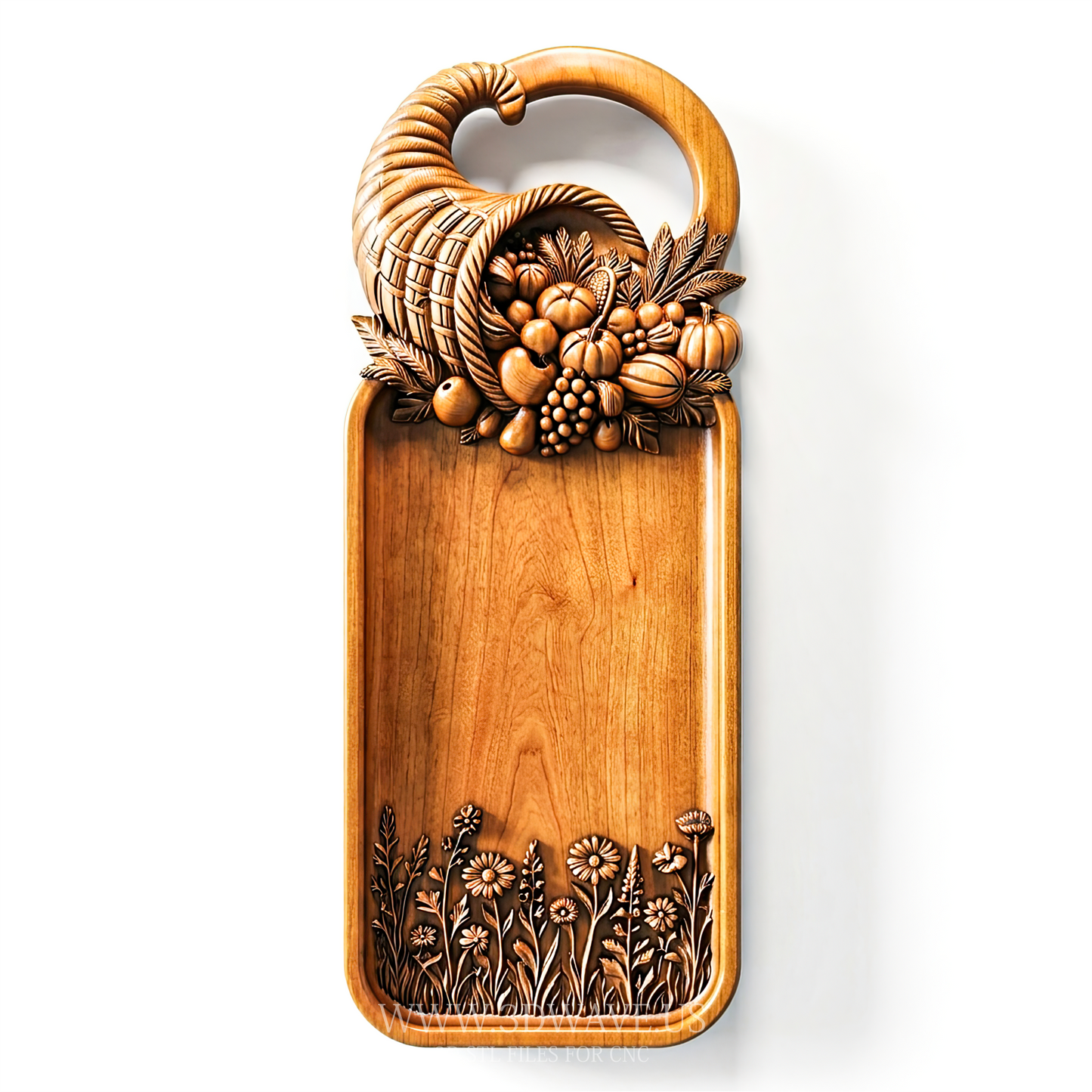 Charcuterie Board STL | Cornucopia Serving Tray CNC Model | Wood Carving File