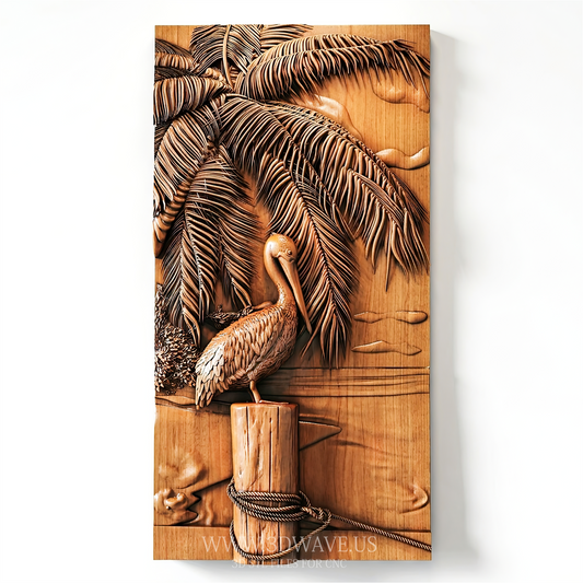 Pelican STL File | Tropical Bird CNC Relief Model | 3D Carving Download