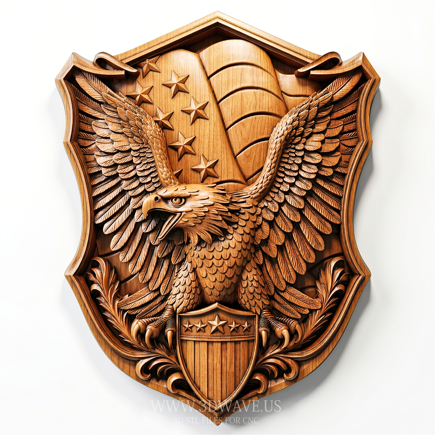 Eagle CNC File | American Eagle Shield Relief STL | CNC Router Download