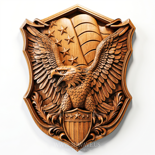 Eagle CNC File | American Eagle Shield Relief STL | CNC Router Download