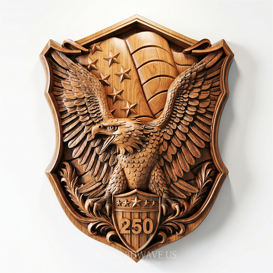 USA 250 Eagle STL File | Patriotic Relief CNC Model | Router Carving Download