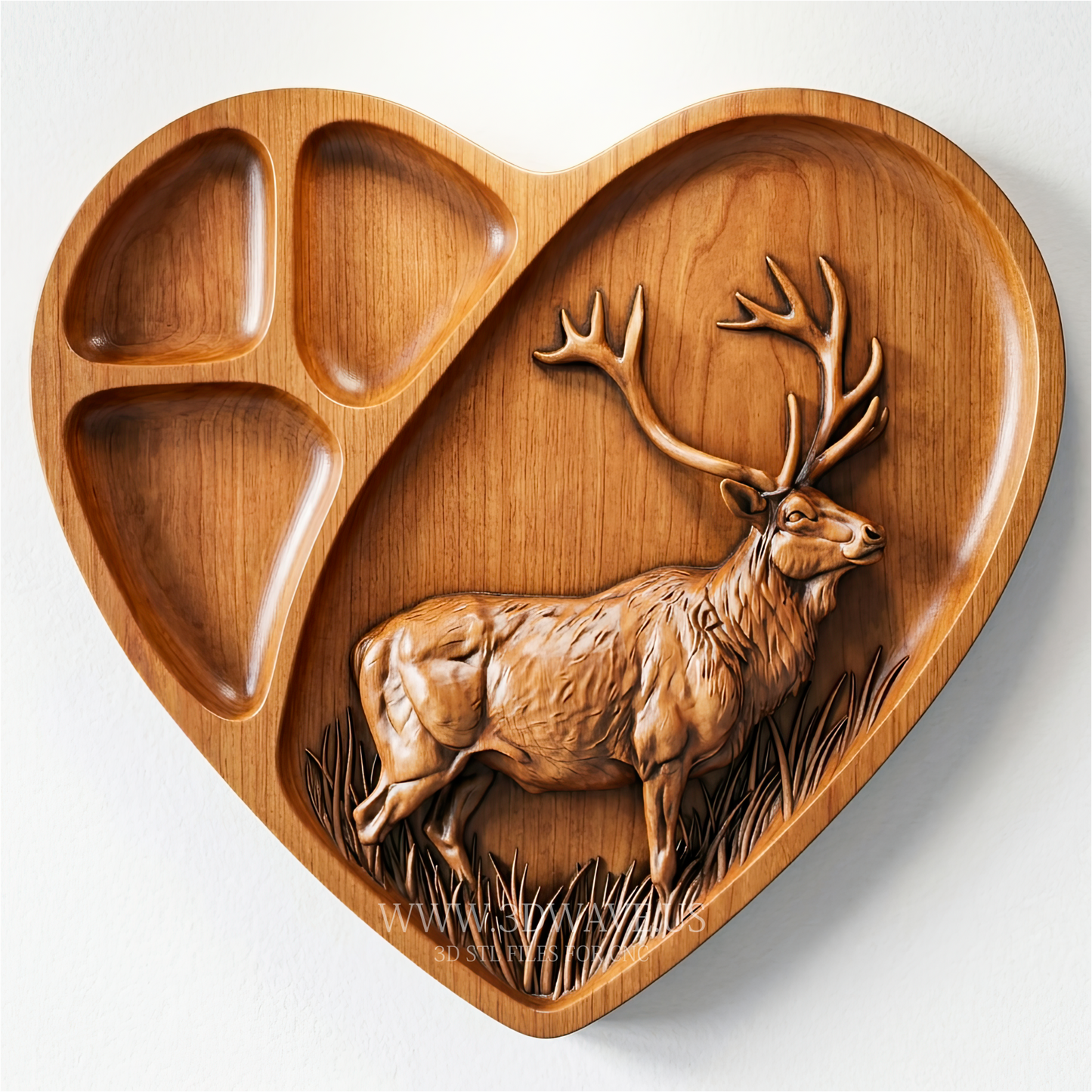 Deer Tray STL File | Heart Charcuterie Board CNC Model
