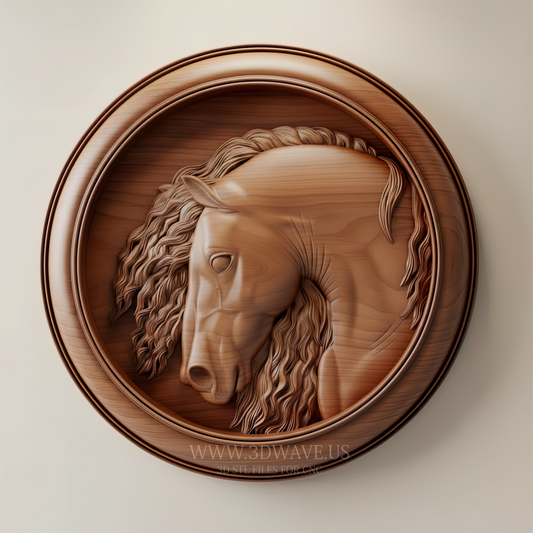 CNC Horse Relief STL – Classical 3D Wood Carving Design - 3DWave.us