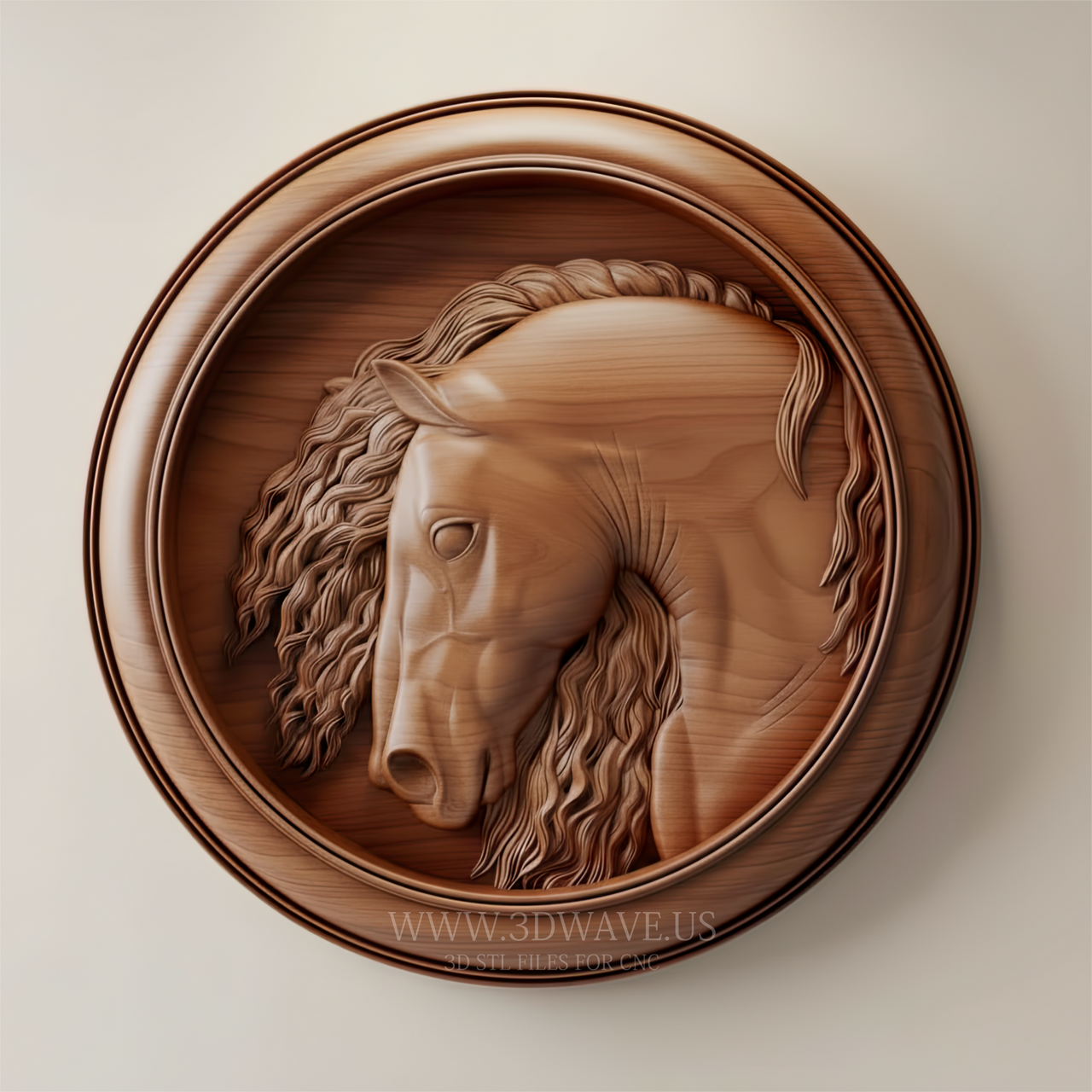CNC Horse Relief STL – Classical 3D Wood Carving Design - 3DWave.us