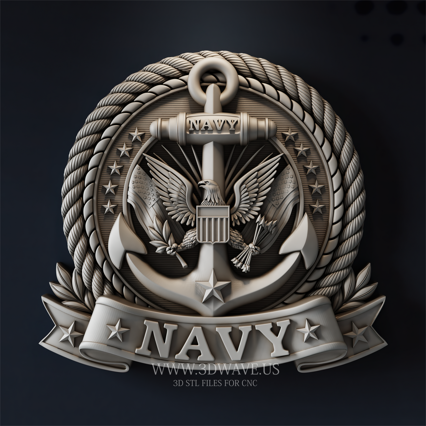 US Navy STL File CNC Relief | Military Wall Decor 3D Model | 3dwave.us - 3DWave.us
