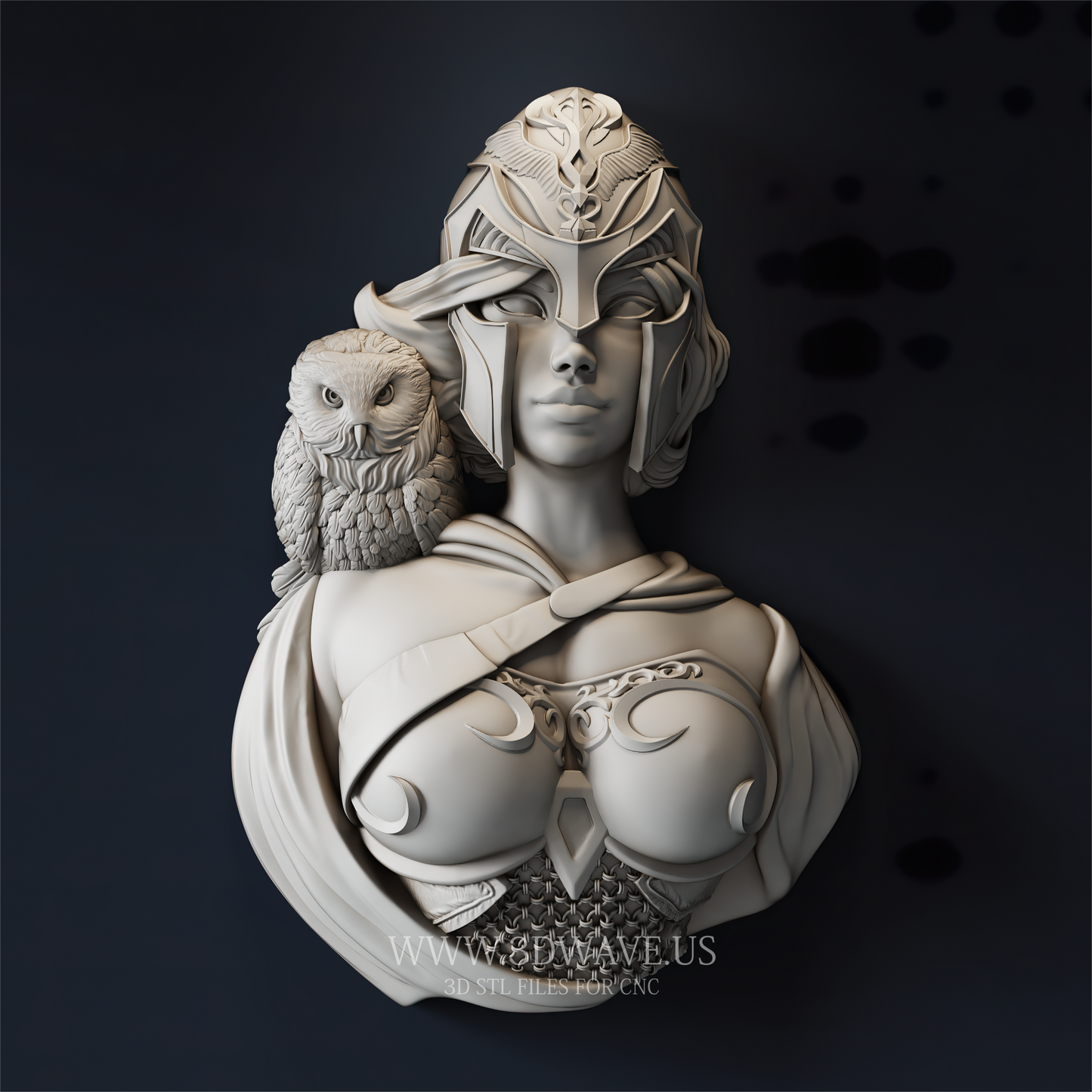 Greek Goddess STL File CNC | Athena Bust Relief | Mythology Wall Decor | Fantasy Woman Carving Art - 3DWave.us