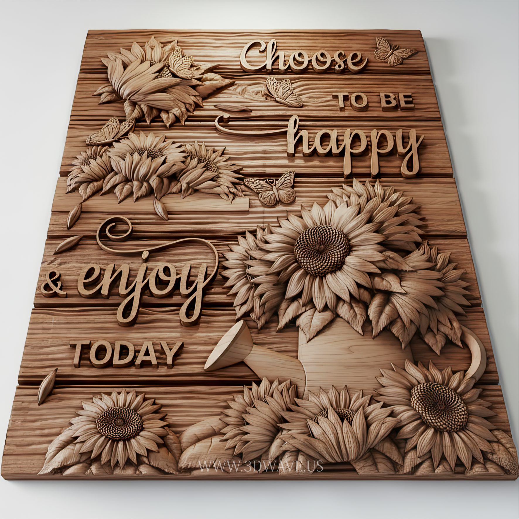 Sunflower Wall Art STL | 3d Farmhouse Floral Decor & CNC Wood Carving Design - 3DWave.us