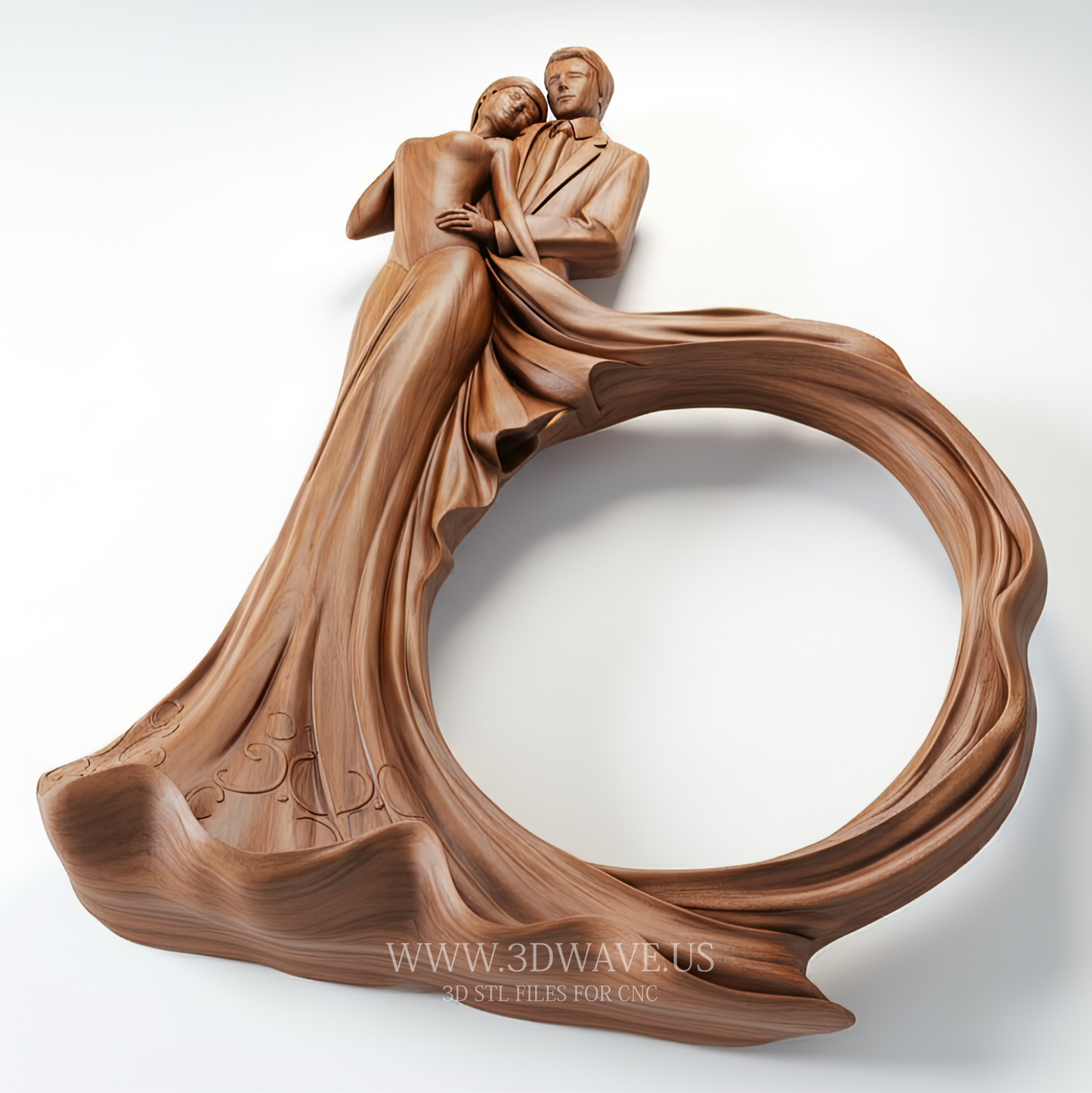Romantic Couple Wood Sculpture | Wedding picture frame - 3DWave.us