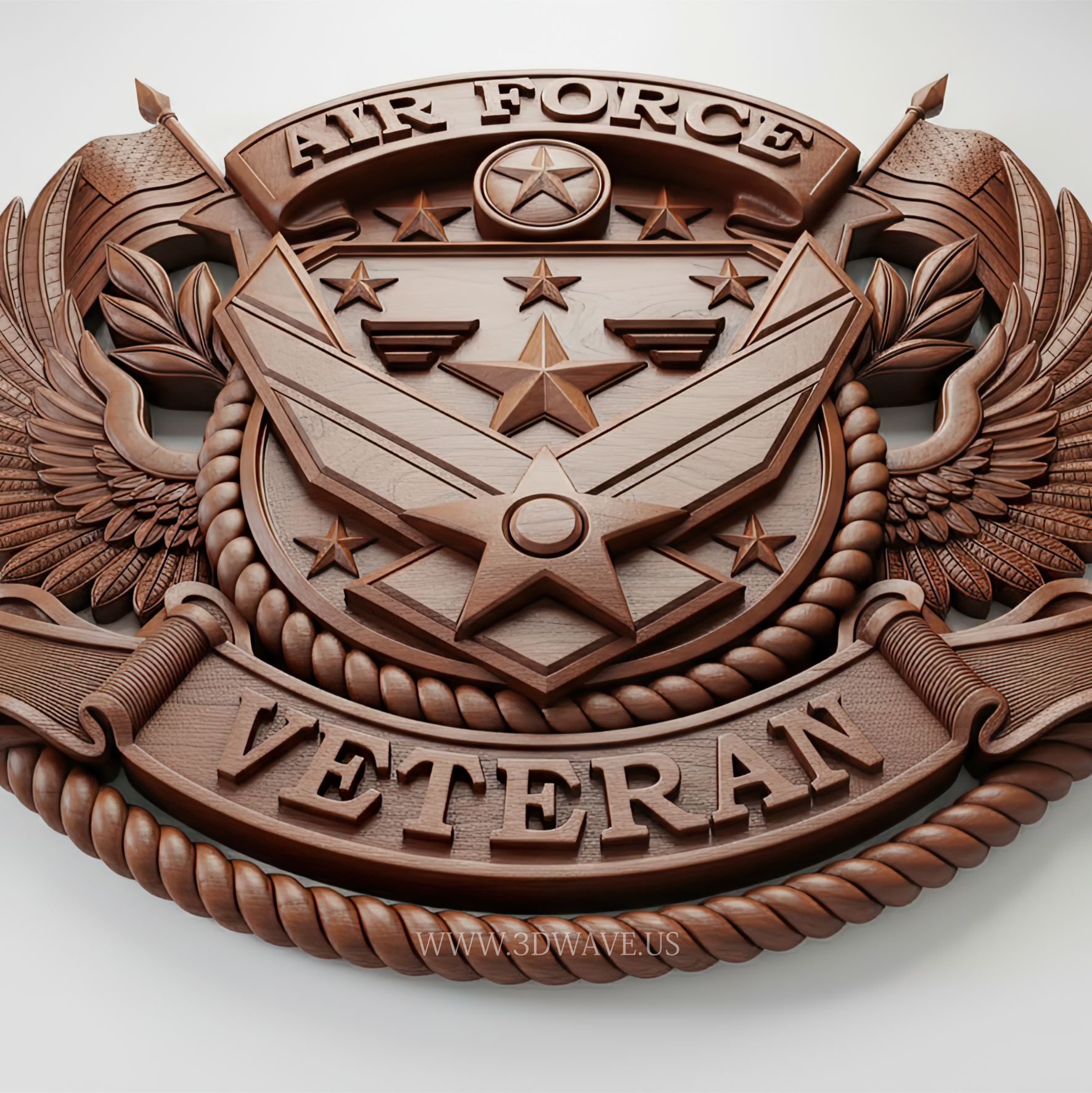 Air Force Veteran STL | Military Plaque CNC Relief | Patriotic Wall Art & Wood Carving Design - 3DWave.us