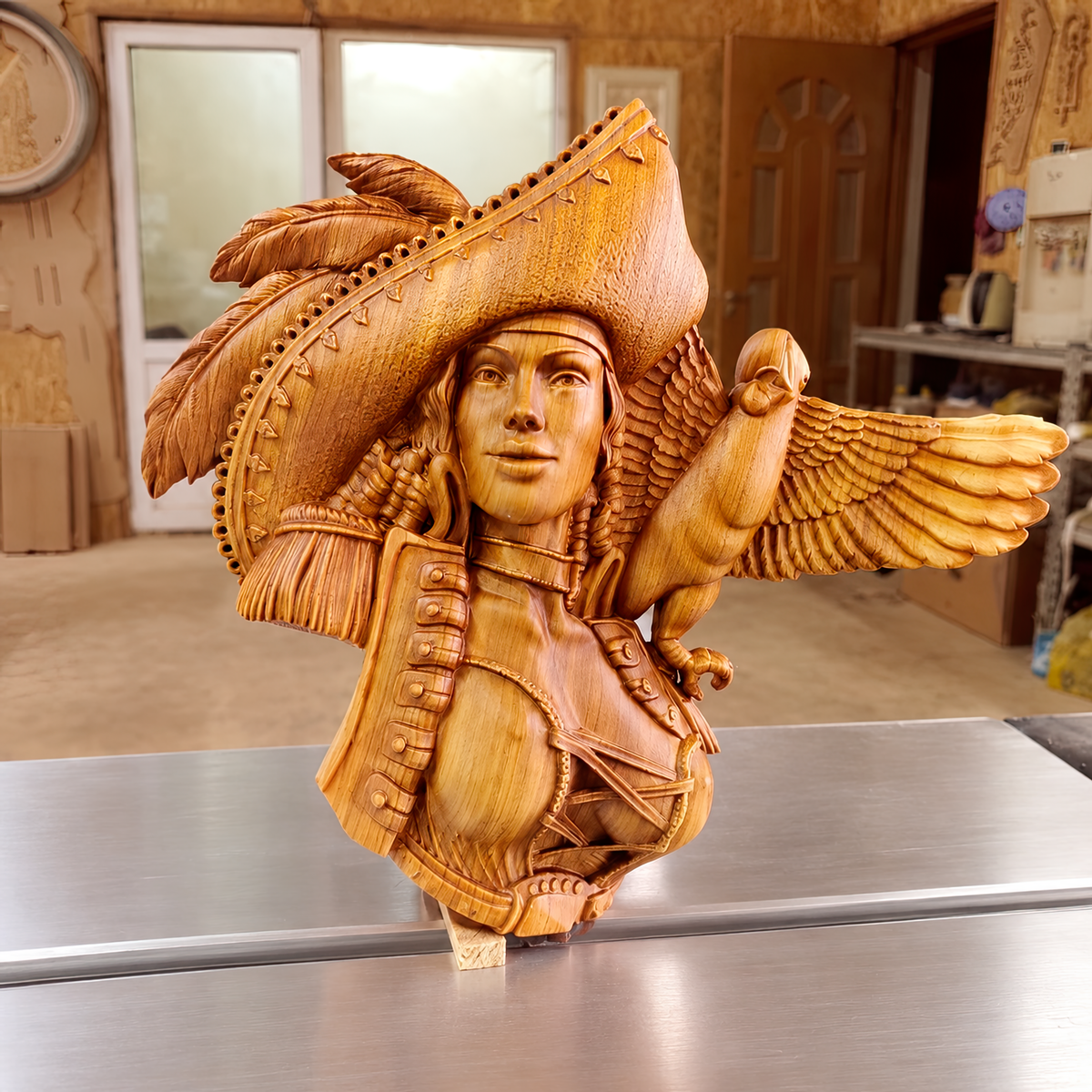 Pirate carved in sapelle