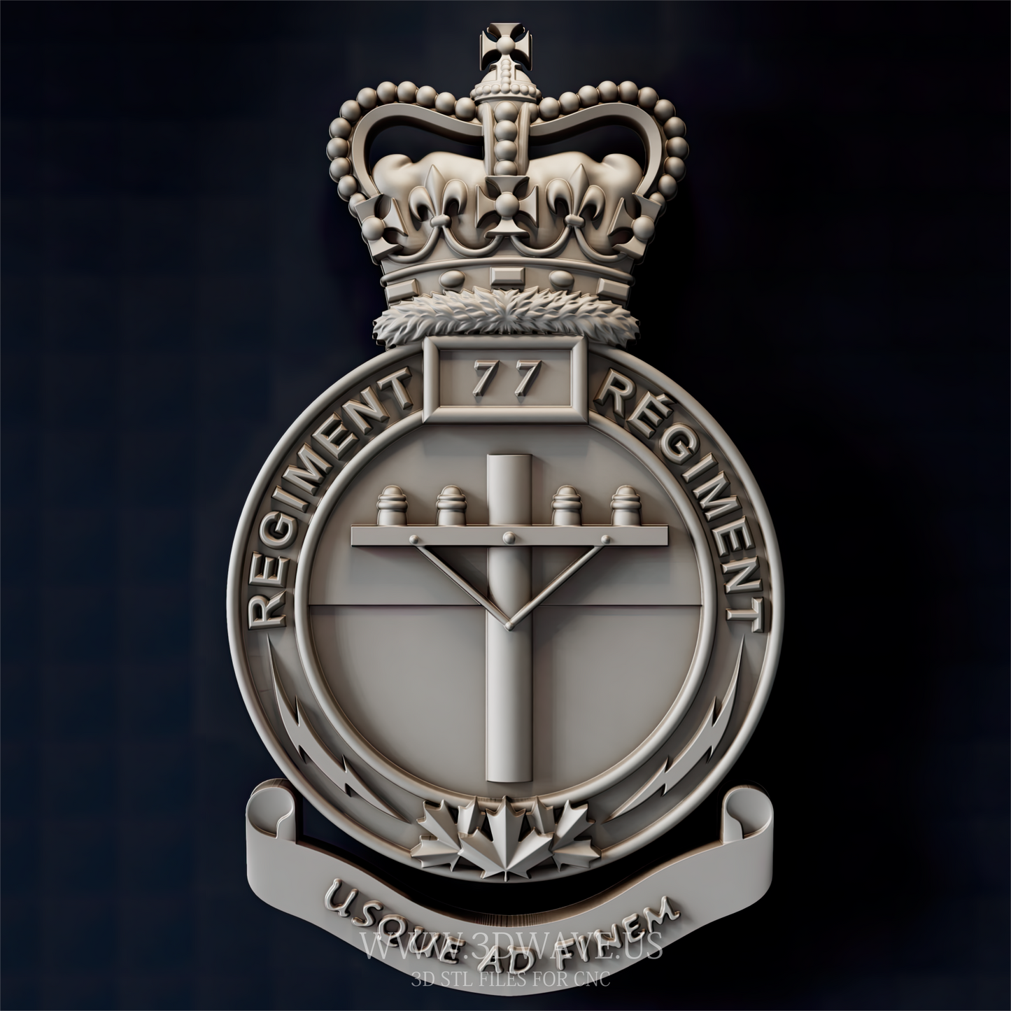 77th Regiment Badge - 3D Model for CNC | Royal Canadian Regiment Emblem STL File - 3DWave.us