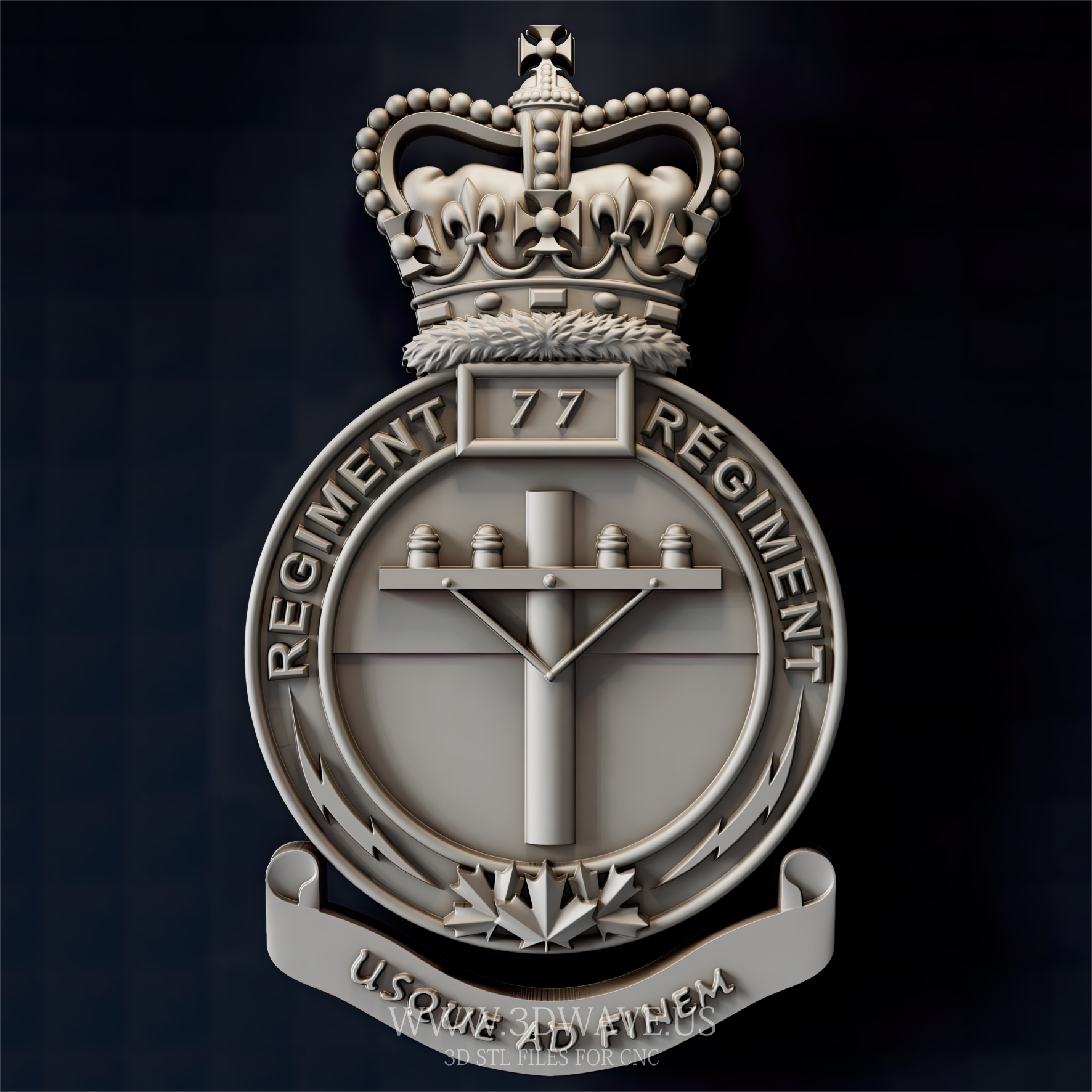 77th Regiment Badge - 3D Model for CNC | Royal Canadian Regiment Emblem STL File - 3DWave.us