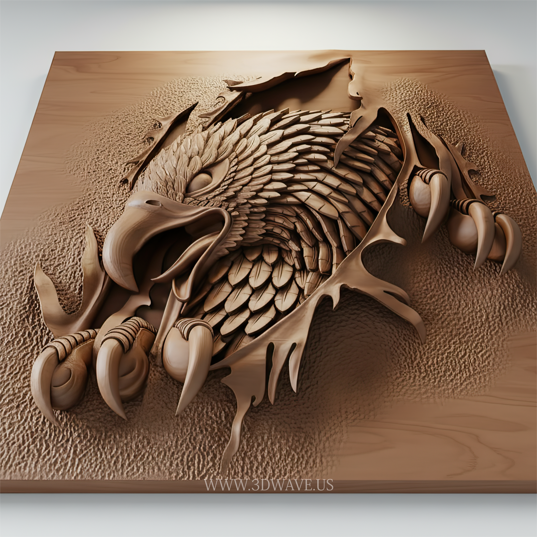 Eagle STL File | CNC Eagle Relief | 3D Wall Art Wood Carving Design - 3DWave.us