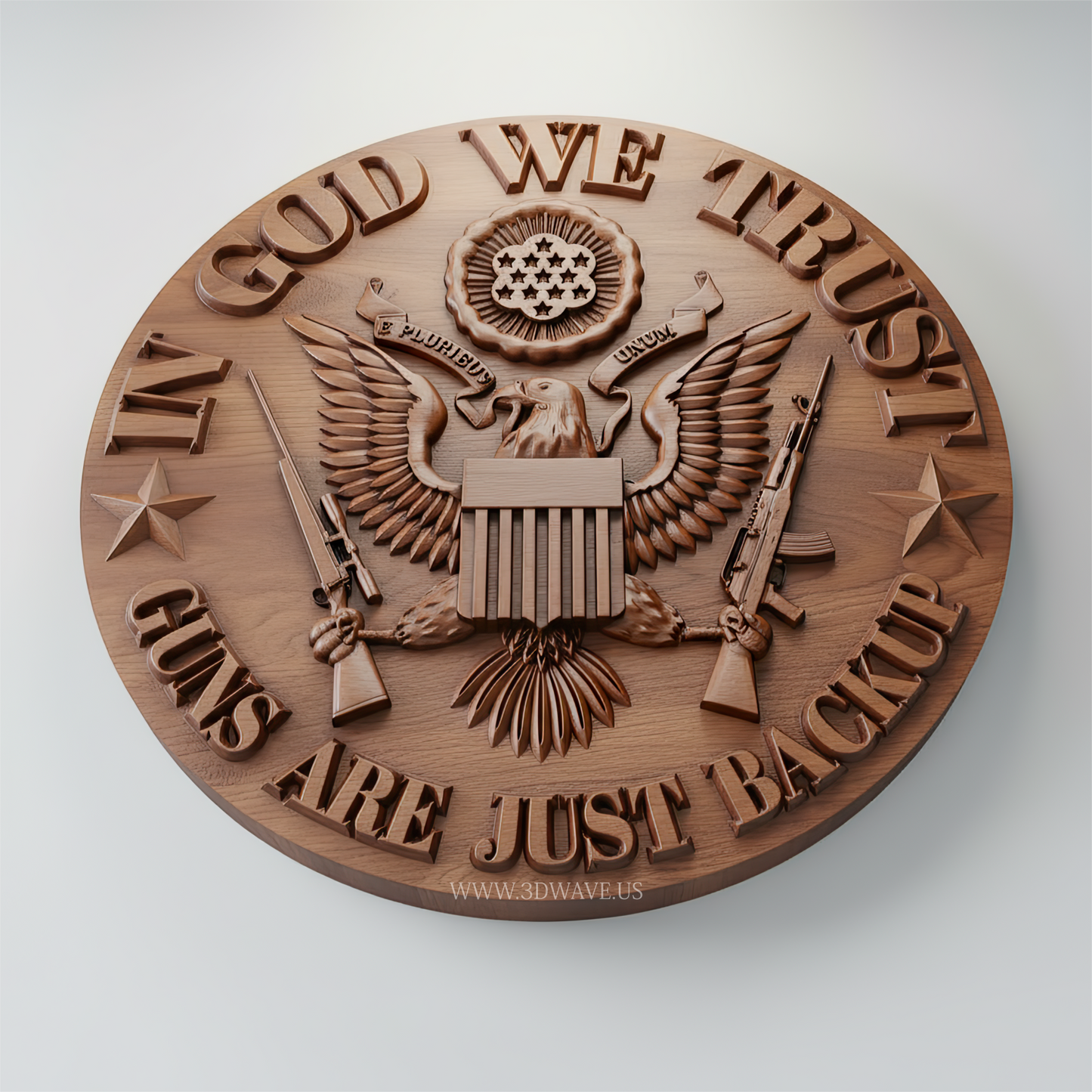 Patriotic Eagle with Guns STL | Second Amendment 3d CNC home decor - 3DWave.us